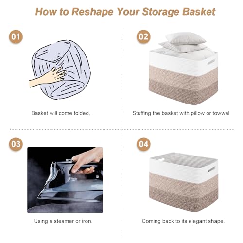 2 Pack Woven Storage Baskets for Closet, Toy Basket with Handles - Image 8