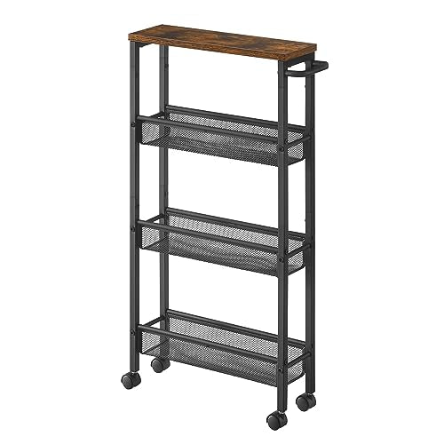 VASAGLE 4-Tier Slim Rolling Storage cart with Wheels, 5.1 Inches - Image 2