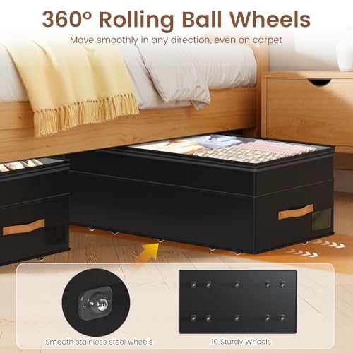 Under Bed Storage with Wheels, 2-Pack Underbed Storage Containers - Image 5