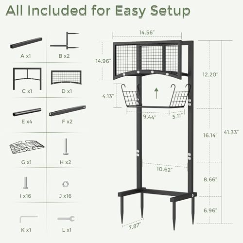 Garden Hose Holder Freestanding with Storage Basket, Holds - Image 4