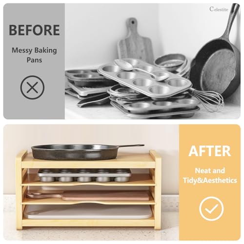 Celestite Wooden Baking Sheet Organizer for Cabinet, Baking Tray - Image 8