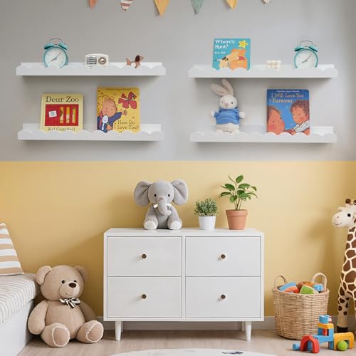 Scalloped Baby Book Floating Shelf for Wall 24 inch Set - Image 3