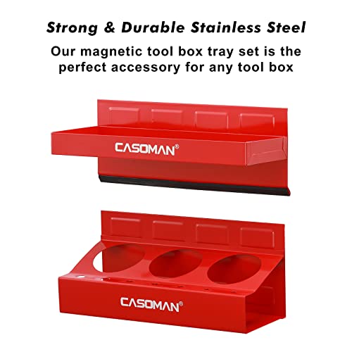 CASOMAN 4PCS Red Magnetic Toolbox Shelf, Tray - Image 5