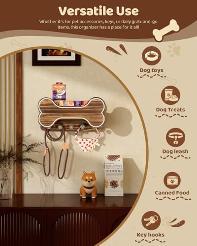 MTERSN Dog Leash Holder for Wall with Key Hooks for Dog - Image 6