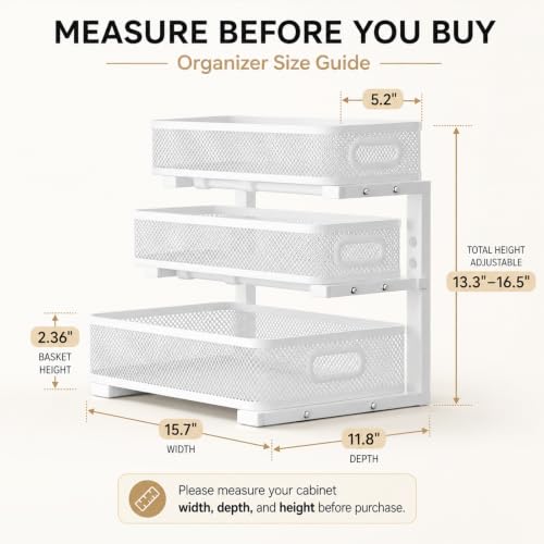 2 Pack 3 Tier Under Sink Organizer with Pull Out Drawer - Image 3