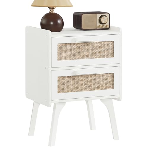 Lerliuo Rattan Night Stand for Bedroom, 2 Drawers - Image 2