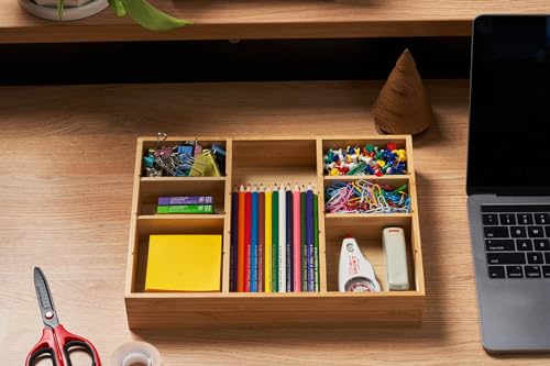 Umilife Bamboo Desk Drawer Organizer, Wood Junk Organizer Tray - Image 6