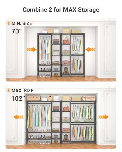 Expandable Clothes Rack with Shelves for Heavy Duty Closet - Image 7