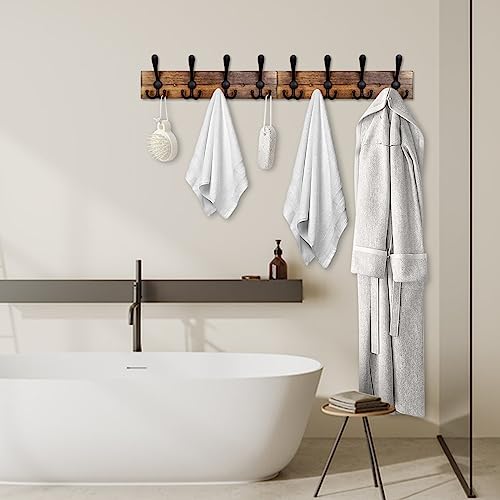 Coat Rack Wall Mount 31.5'' Coat Hanger Wall Mount Burnt - Image 5