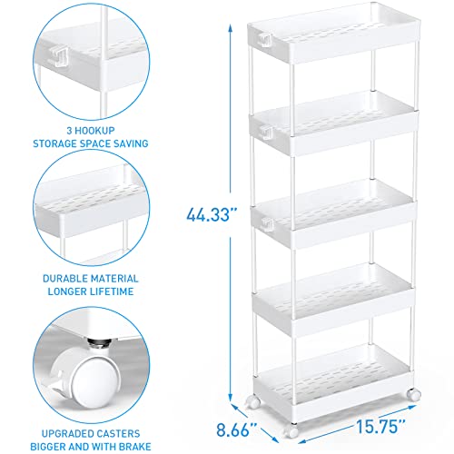 SPACEKEEPER 5 Tier Storage Rolling Cart, Bathroom Cart - Image 3