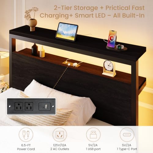 SHA CERLIN Twin LED Bed Frame, 2 Storage Drawers - Image 5