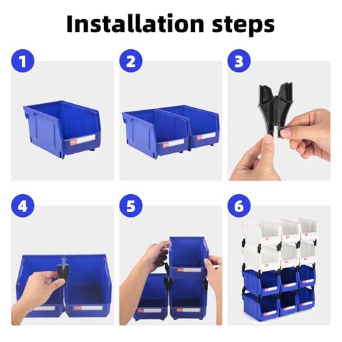12 Packs Stackable Storage Bins, 7" x 5" x 4" Parts Bin - Image 6