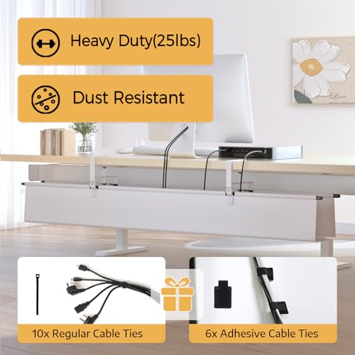 Under Desk Cable Management Tray, 48" Fabric Wire Cord Organizer - Image 6