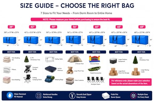 60 Gallon Extra Large Storage Bags Bins, Giant XXL Moving - Image 3
