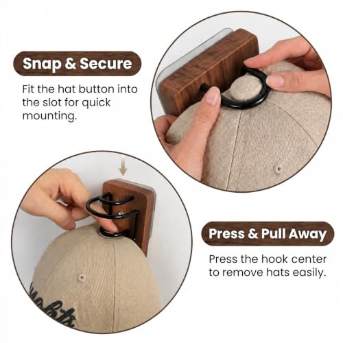 2-Pack Wall-Mounted Hat Storage Organizer, Wooden | Home Organization - Image 4