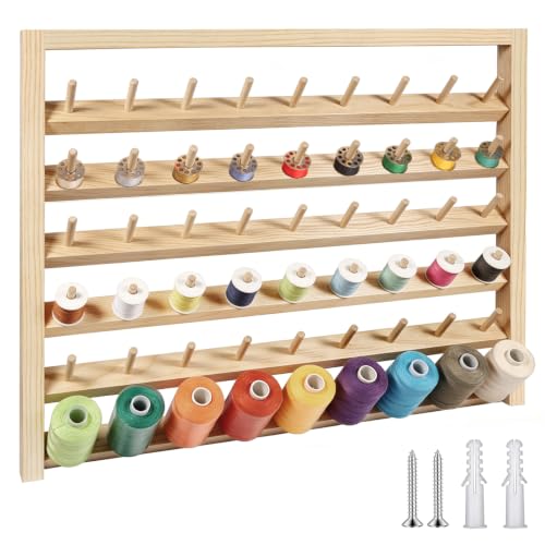 Premium 54 Spools Wooden Thread Rack – Wall Mounted Sewing - Image 2