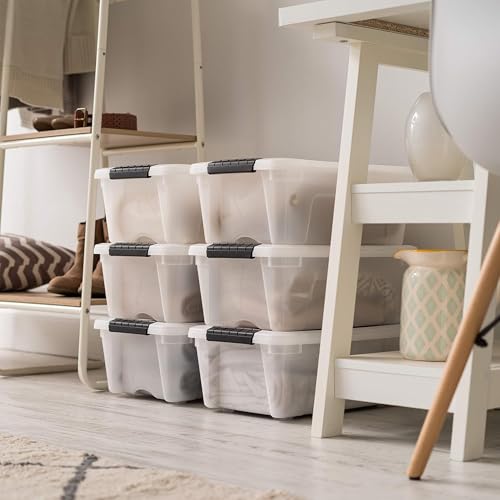 IRIS USA 6-Pack 13 Quart Storage Bins with Lids, Pearl - Image 5