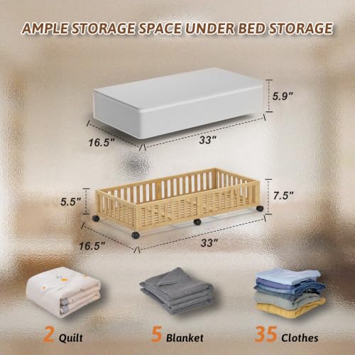 2 Pack Large Bamboo Under Bed Storage Containers | Home Organization - Image 4