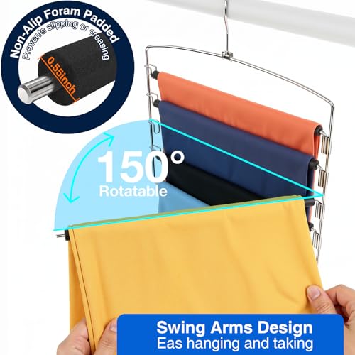 Korpai 6-Pack Pants Hangers Space-Saving Multi-Layer,150° - Image 5