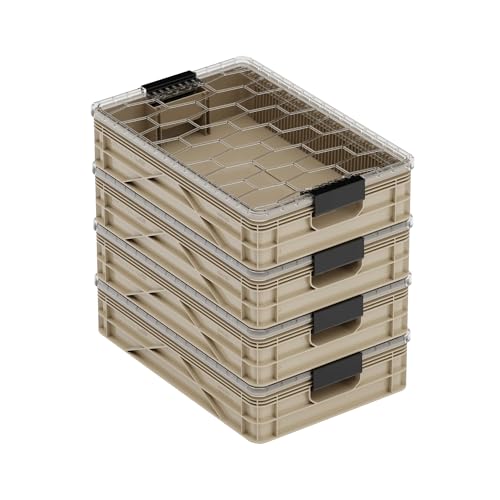 Quarter Crate 4-Pack Stackable Storage Bins, Tan - Image 2