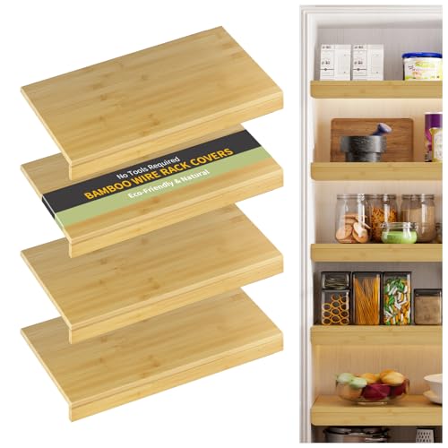 Bamboo Wire Shelf Covers, 30" W x 16" D, 4-Pack, Natural - Image 2