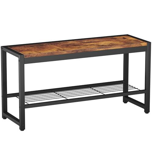 HOMEFORT Shoe Bench, Modern Industrial Shoe Storage Bench - Image 2