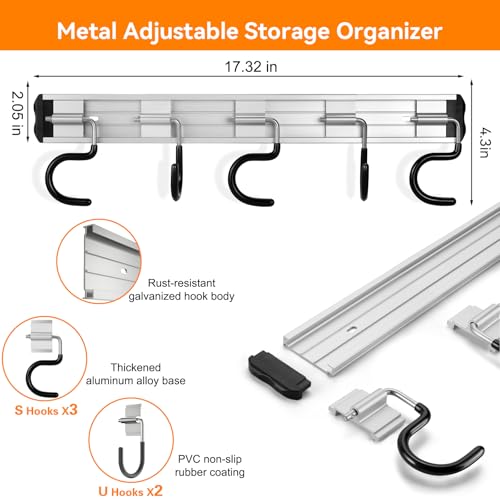 HUPBIPY 69'' Aluminum Alloy Garden Tool Organizer Wall - Image 3