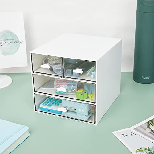 Desk Organizer with 4 Drawers, Clear Plastic Desk Storage Box - Image 7