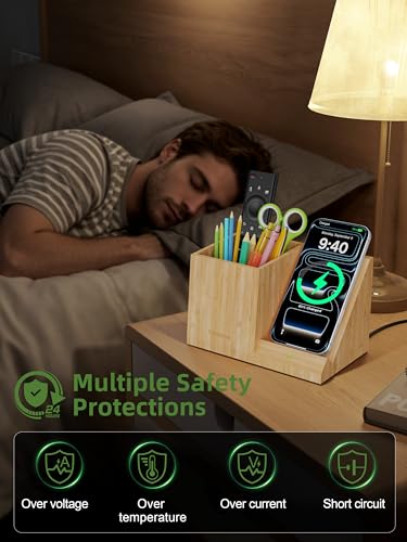 Bamboo Pen Holder for Desk with Wireless Charger, De | All Products - Image 6