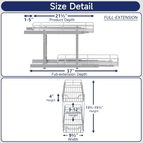 2-Tier Pull Out Cabinet Organizer, 9" W x 21.5" D - Image 3