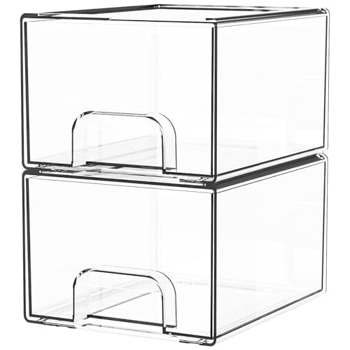 Yieach 2 Pack Clear Stackable Storage Drawers,4.4'' | All Products - Image 2