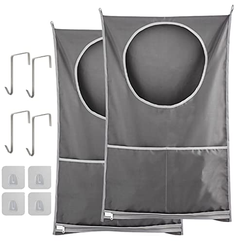 Gray Hanging Laundry Hamper, Over The Door Organizer Bag for Cozy - Image 2