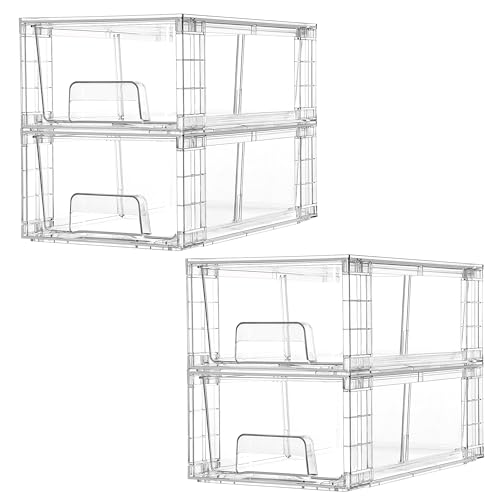 Vtopmart 4 Pack Stackable Clear Drawer with Dividers - Image 2