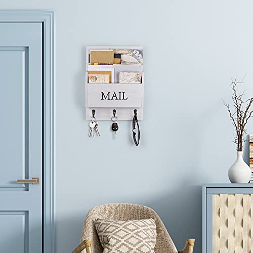 DLQuarts Solid Wood Mail Organizer with Key Holder | Home Organization - Image 3