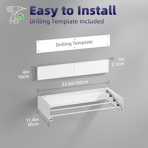 Wall Mounted Drying Rack, 23.6" Foldable Clothes Drying - Image 3
