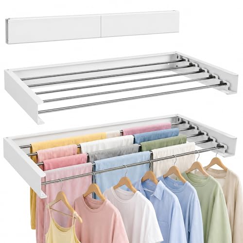 Wall Mounted Clothes Drying Rack Collapsible, Pure - Image 2