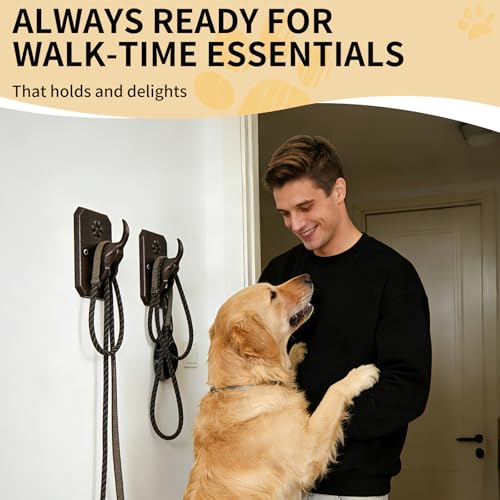 2 Pack Rustic Cast Iron Dog Leash Holder Wall Hook, Heavy - Image 5