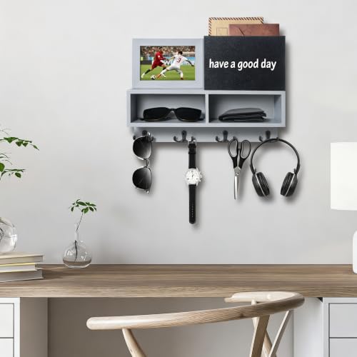 Wall Key and Mail Holder with Chalkboard & Magnetic Photo Frame - Image 7