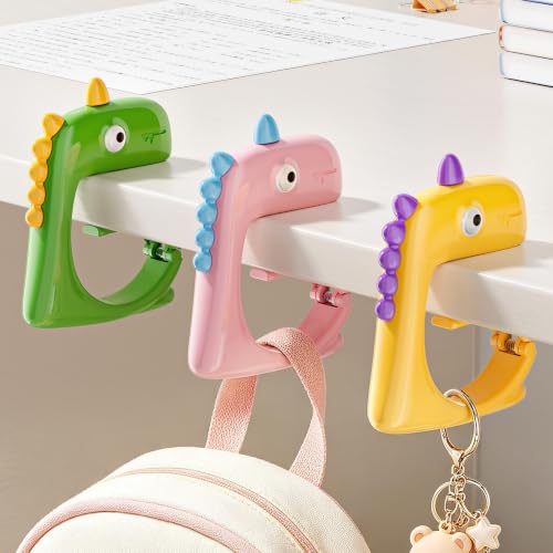 Cute Dinosaur Desk Hook – Heavy Duty 11 Lbs Bag Hanger-Pink 2Pack - Image 4