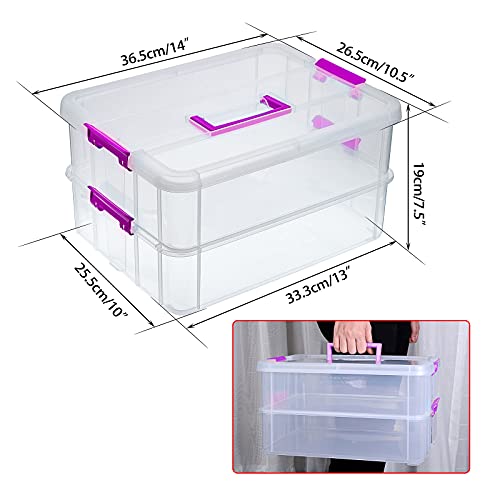 BTSKY 2 Layer Stack & Carry Box, Plastic Storage Container Box - Image 4