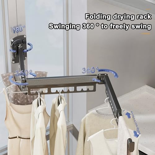 Clothes Drying Rack Wall Mounted Retractable Clothes - Image 4