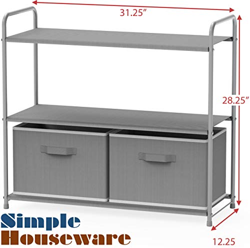 Simple Houseware 3-Tier Closet Storage with 2 Drawers, Grey - Image 4