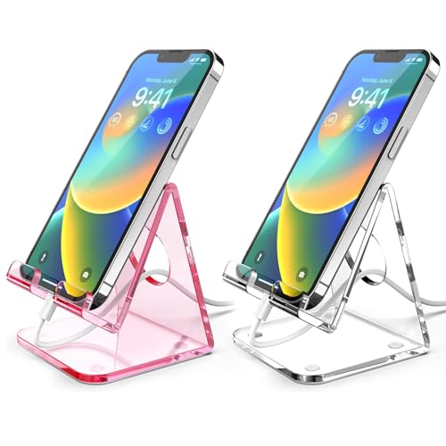 2 Pack Acrylic Phone Stand, Phone Holder for Office Desk - Image 2