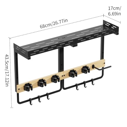 Broom Holder Wall Mount with Shelf, Mop Rack and Cleaning - Image 4