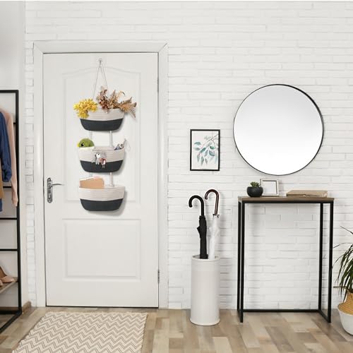 3 Tier Wall Mounted Woven Hanging Basket, Over the Door - Image 7