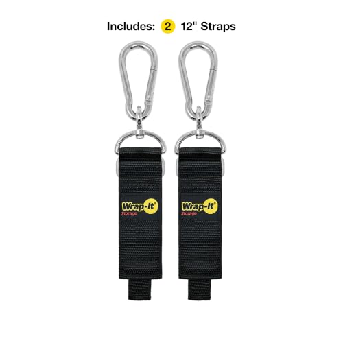 Hook 'n Hang Wrap-It Storage Straps - 12" (2-Pack) Black - Image 3