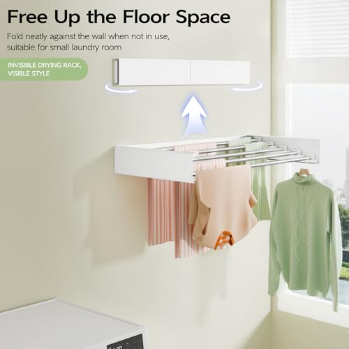 Wall Mounted Clothes Drying Rack 32", Foldable Wall Laundry Rack - Image 4