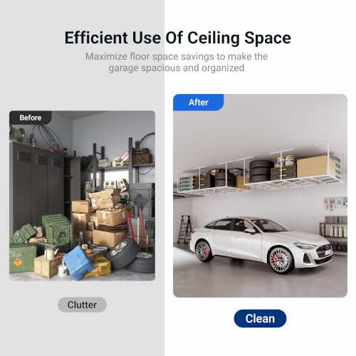 FLEXIMOUNTS Pro 4x8 Overhead Garage Ceiling Storage Rack, White - Image 6