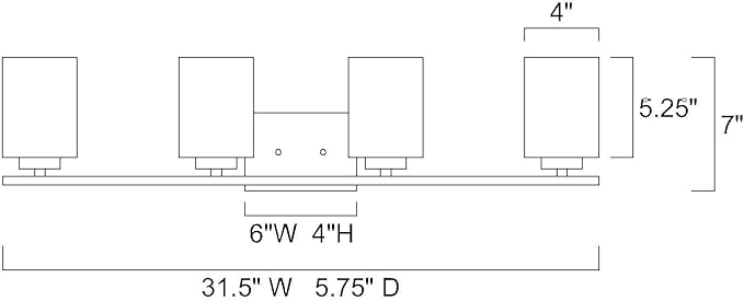 Edvivi Bathroom Light Fixtures, 4-Light Modern Brushed Nickel Vanity Light Over Mirror, Wall Sconces with Square White Glass Shades for Living Room, Bedroom, Hallway, E26 Base