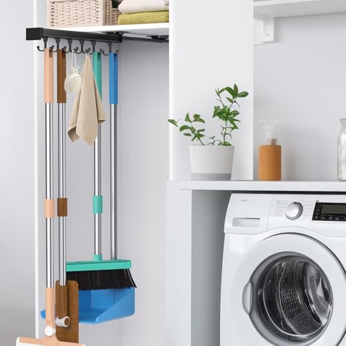 Pull Out Broom Holder With Adjustable Double Row Sliding - Image 2